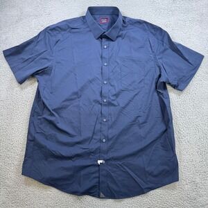 UNTUCKit Mens 3XL Tall Navy Blue Short Sleeve Performance Button Down Shirt